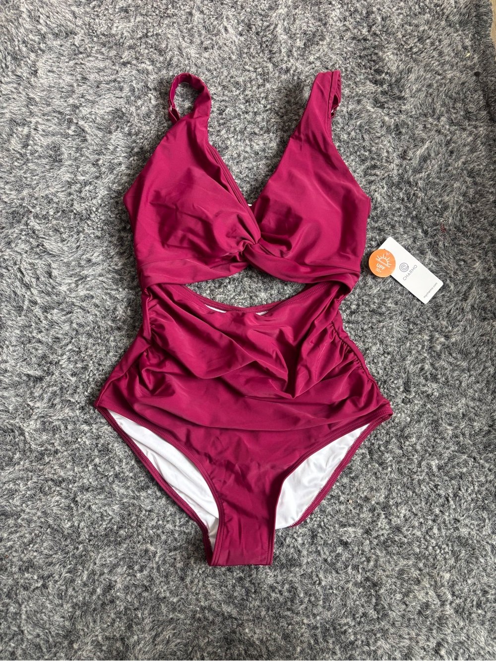Charmo Fuchsia Twist-Front One-Piece Swimsuit